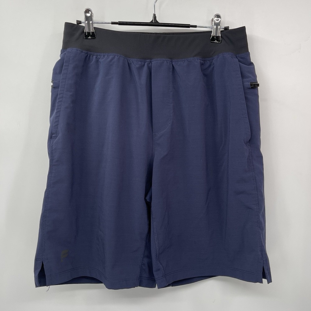 Fabletics Small 2-in-1 Athletic Shorts Mens Navy Blue Compression Liner Zippered